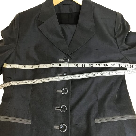 VTG ALGO COUTURE Switzerland Silk Blazer Pants Suit Gray 2pc 80s Power Suit Sz 8 - Picture 13 of 13